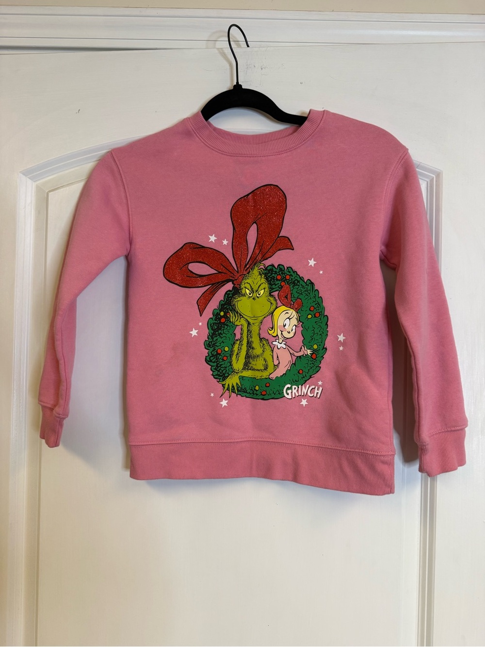 The Grinch Girls Pink Merry Grinchmas Christmas Sweatshirt Size 8 Glitter